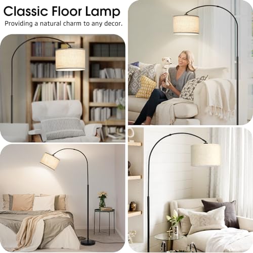 Adjustable Arc Floor Lamp with Dimmable Hanging Shade