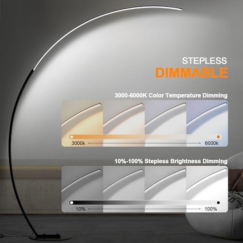 Bright LED Floor Lamp with Remote, Adjustable Color