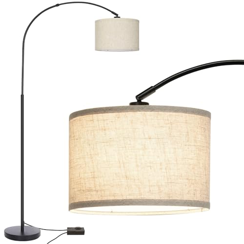 Adjustable Arc Floor Lamp with Dimmable Hanging Shade