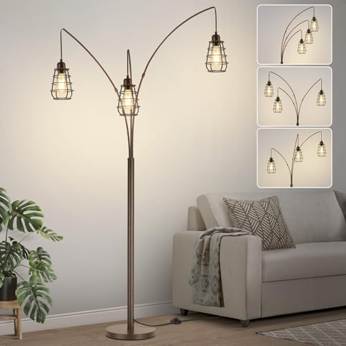 Vintage Industrial 3-Light Arc Floor Lamp, 76" Tall