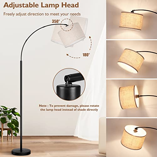 79" Black Arc Floor Lamp with Adjustable Hanging Shade