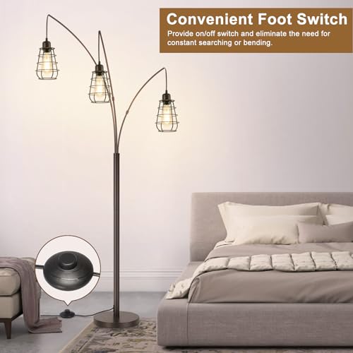 Vintage Industrial 3-Light Arc Floor Lamp, 76" Tall