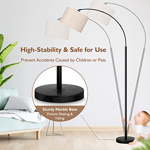79" Black Arc Floor Lamp with Adjustable Hanging Shade