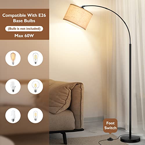 79" Black Arc Floor Lamp with Adjustable Hanging Shade