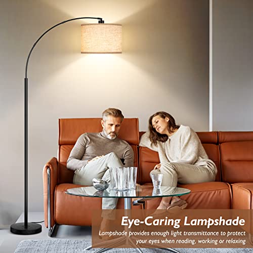 79" Black Arc Floor Lamp with Adjustable Hanging Shade