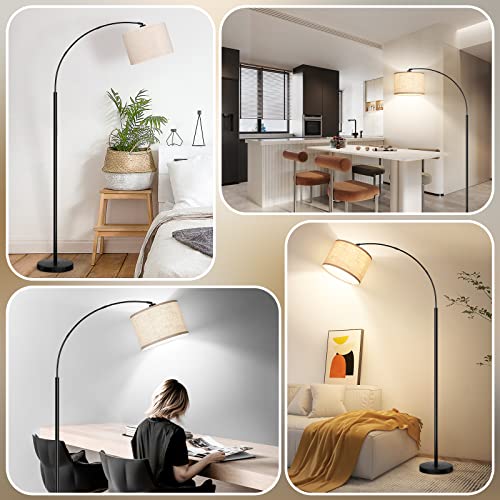 79" Black Arc Floor Lamp with Adjustable Hanging Shade