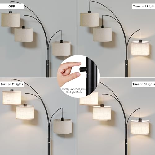 SUNMORY 3-Light Arc Floor Lamp, 78" Tall