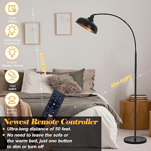 Black Arch Floor Lamp - 70" Tall, Dimmable