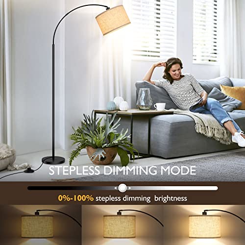 Modern Remote Control Arc Floor Lamp, Stepless Dimmable