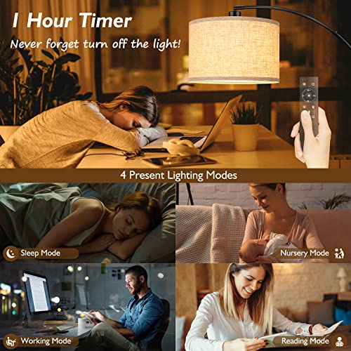 Modern Remote Control Arc Floor Lamp, Stepless Dimmable