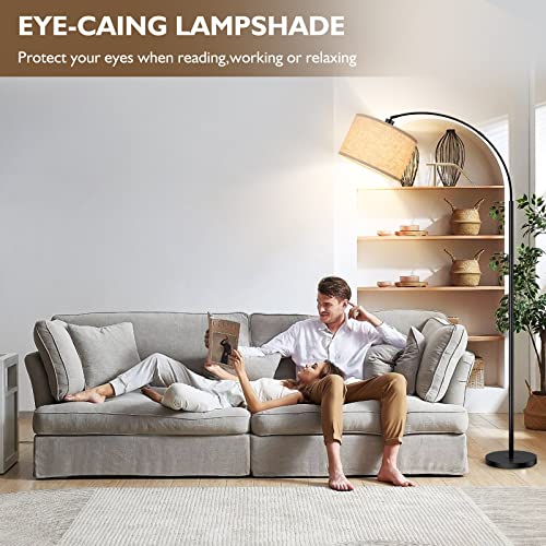 Modern Remote Control Arc Floor Lamp, Stepless Dimmable