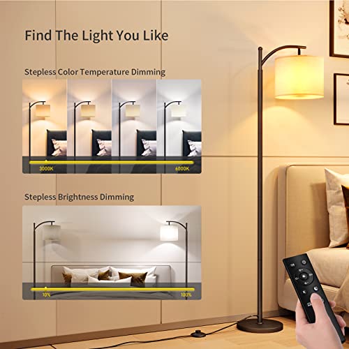 Modern Arc Floor Lamp with Remote Control and Dimmable Bulb