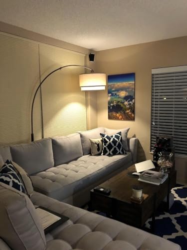 Modern Corner Arc Floor Lamp with Hanging Drum Shade