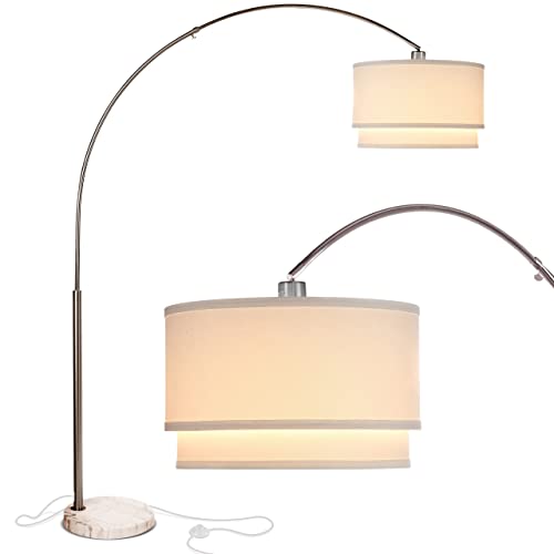 Modern Corner Arc Floor Lamp with Hanging Drum Shade