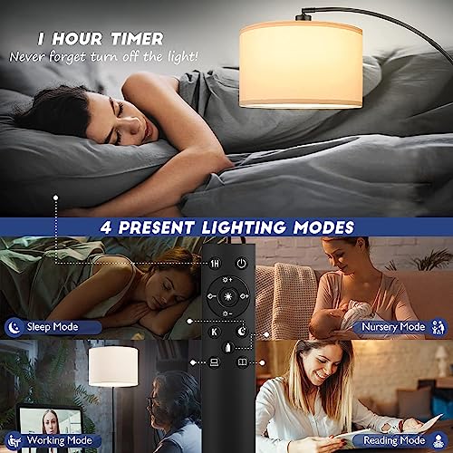Modern Arc Floor Lamp with Remote Control and Dimmable
