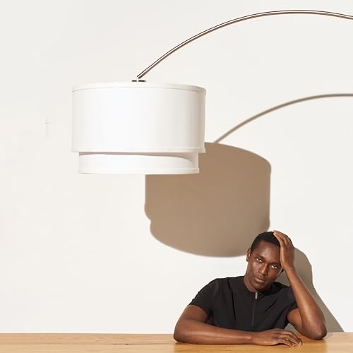 Modern Corner Arc Floor Lamp with Hanging Drum Shade