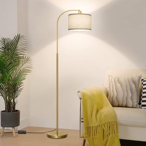 Modern Fully Dimmable LED Arc Floor Lamp, Gold