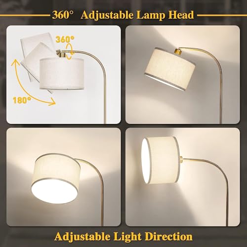 Modern Fully Dimmable LED Arc Floor Lamp, Gold