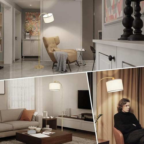 Modern Fully Dimmable LED Arc Floor Lamp, Gold