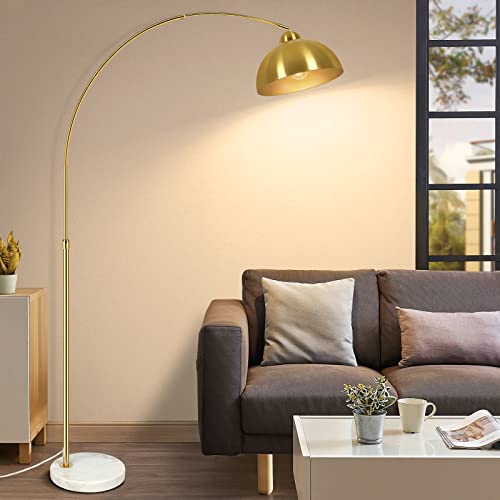 Gold 73" Arc Floor Lamp with Dome Shade