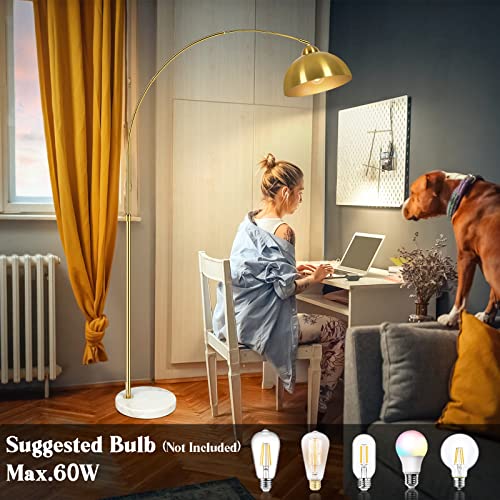 Gold 73" Arc Floor Lamp with Dome Shade