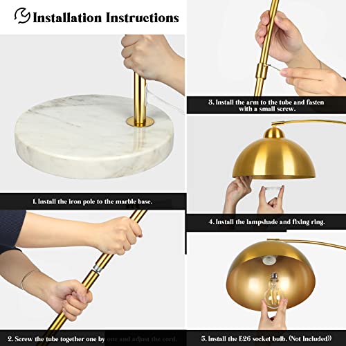 Gold 73" Arc Floor Lamp with Dome Shade