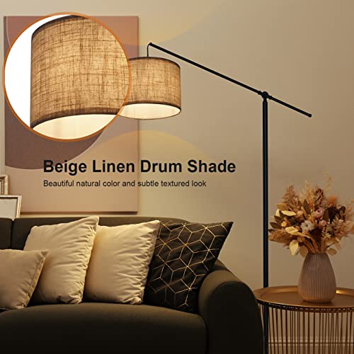 SURAIELEC Arc Floor Lamp, Matt Black Metal Pole