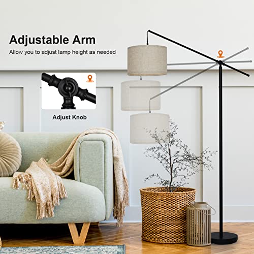 SURAIELEC Arc Floor Lamp, Matt Black Metal Pole