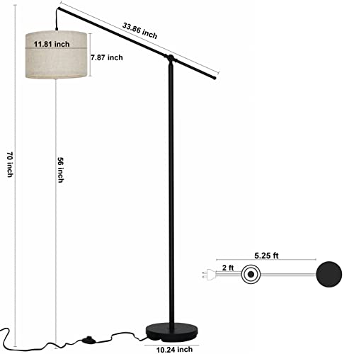SURAIELEC Arc Floor Lamp, Matt Black Metal Pole