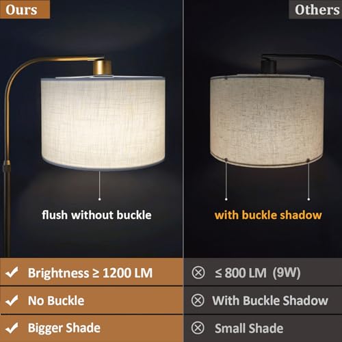 Gold Arc Floor Lamp with Remote Control, Dimmable