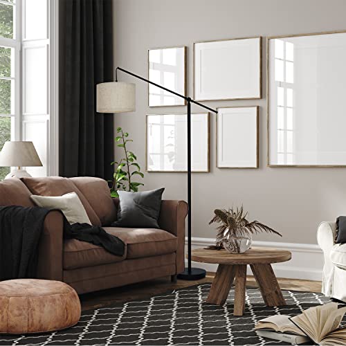 SURAIELEC Arc Floor Lamp, Matt Black Metal Pole