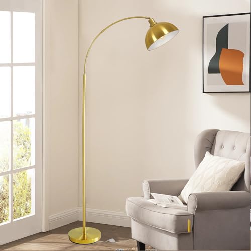 Modern Gold Arc Floor Lamp with Adjustable Dome Shade