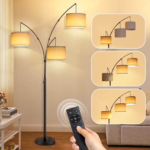 Remote Control Dimmable Arc Floor Lamp, 3 Color Temperatures