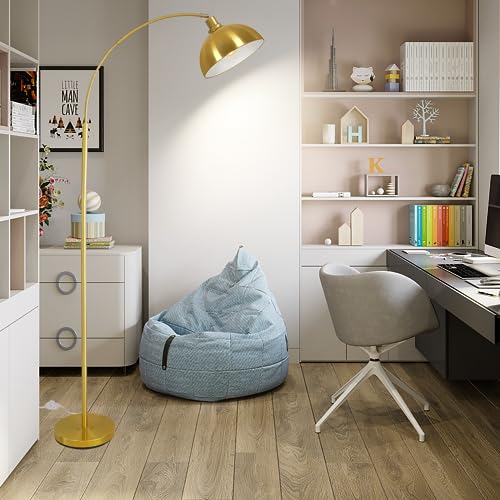 Modern Gold Arc Floor Lamp with Adjustable Dome Shade