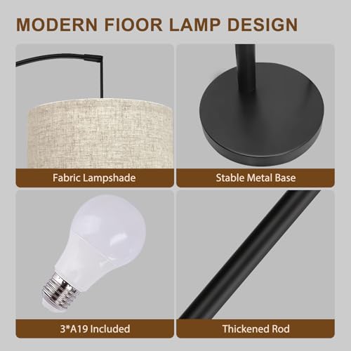 Remote Control Dimmable Arc Floor Lamp, 3 Color Temperatures
