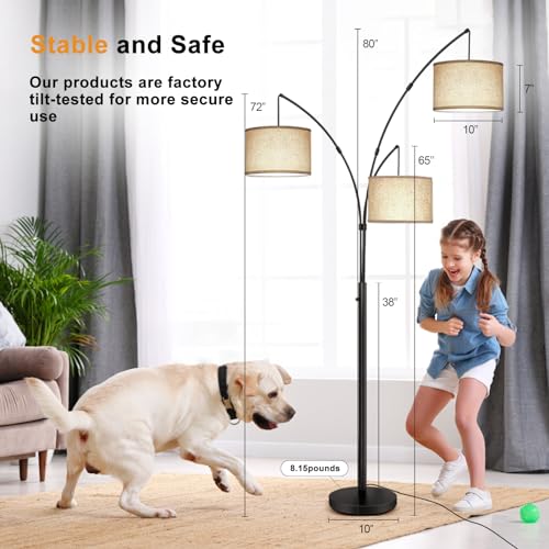 Remote Control Dimmable Arc Floor Lamp, 3 Color Temperatures