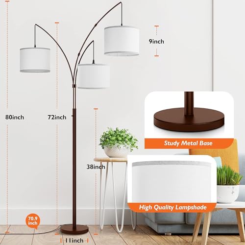 Bronze Modern Tall Living Room Arc Floor Lamps