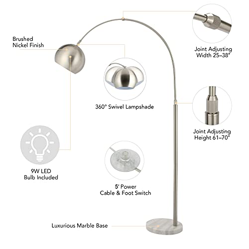 Adjustable Modern Arc Floor Lamp with Rotatable Hanging Shade