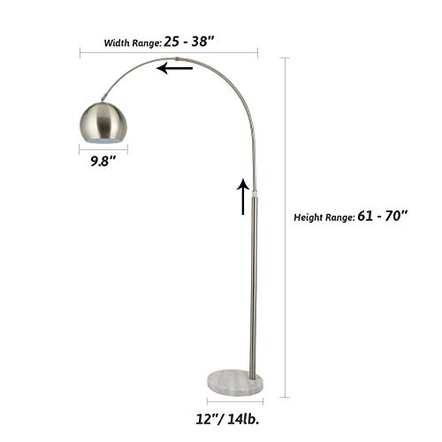 Adjustable Modern Arc Floor Lamp with Rotatable Hanging Shade