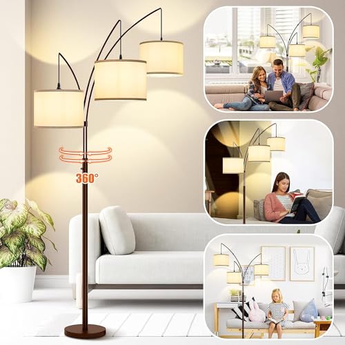 Bronze Modern Tall Living Room Arc Floor Lamps