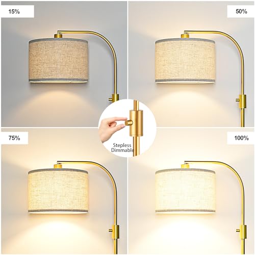Dimmable Gold Arc Floor Lamp, LED Bulb Included