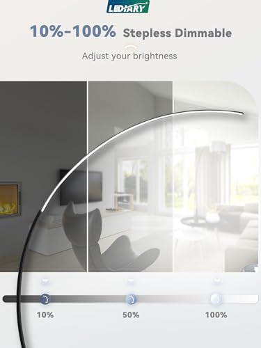 Modern 65" LED Arc Floor Lamp with Remote