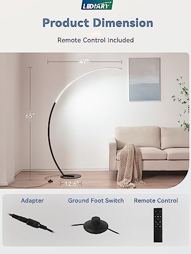 Modern 65" LED Arc Floor Lamp with Remote