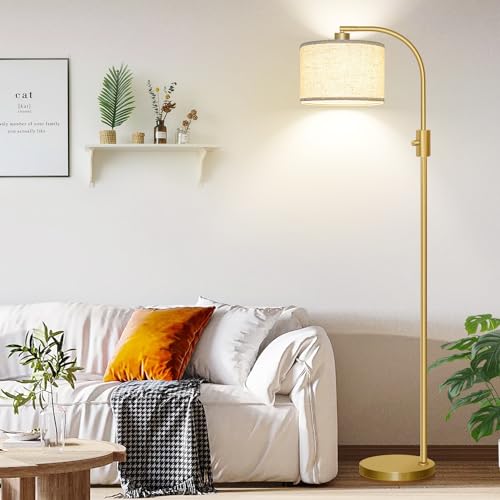 Dimmable Gold Arc Floor Lamp, LED Bulb Included