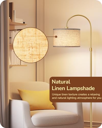 Modern Arc Dimmable Gold Floor Lamp with Remote