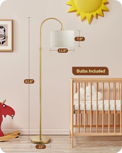 Modern Arc Dimmable Gold Floor Lamp with Remote