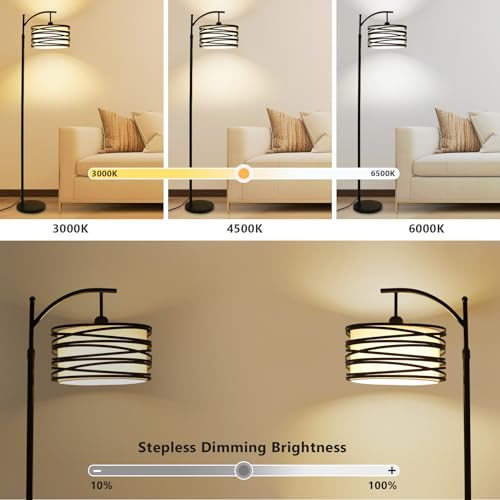 Modern Black Arc Floor Lamp with Smart Bulb