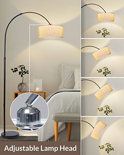 Modern Tall Arc Floor Lamp with Stepless Dimmable LED Bulb