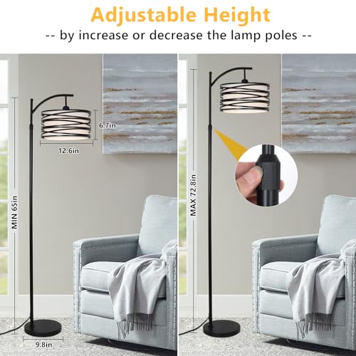 Modern Black Arc Floor Lamp with Smart Bulb