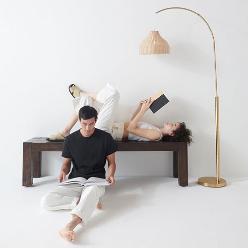 Modern Floor Lamp with Unique Hanging Wicker Shade